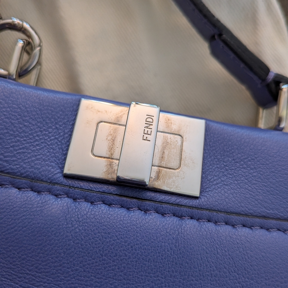 Fendi Micro Peekaboo Turnlock Purple Two-Way Crossbody Bag - Picture 5 of 16